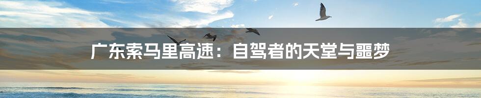 广东索马里高速:自驾者的天堂与噩梦