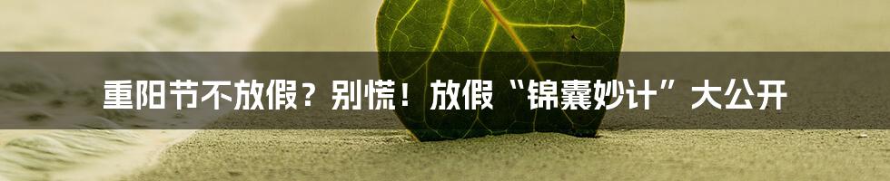 重阳节不放假?别慌!放假“锦囊妙计”大公开