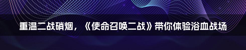 重温二战硝烟,《使命召唤二战》带你体验浴血战场