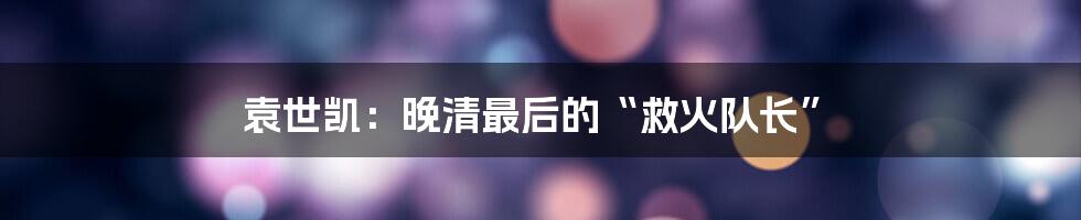 袁世凯:晚清最后的“救火队长”