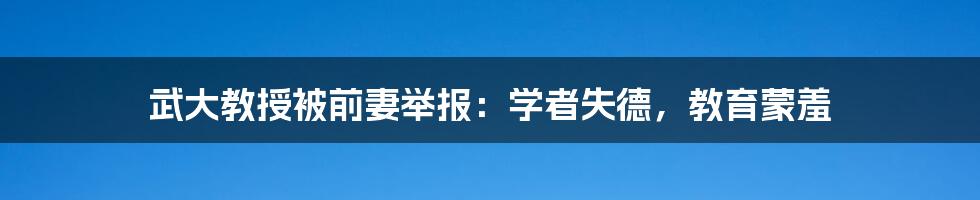 武大教授被前妻举报:学者失德,教育蒙羞