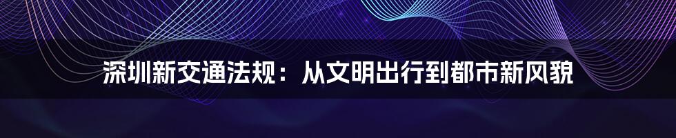 深圳新交通法规:从文明出行到都市新风貌