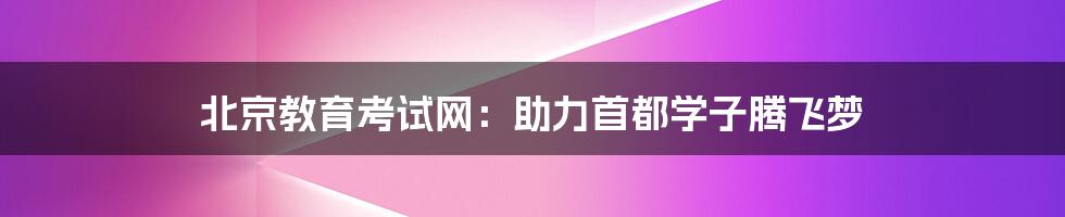 北京教育考试网:助力首都学子腾飞梦