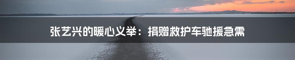 张艺兴的暖心义举:捐赠救护车驰援急需
