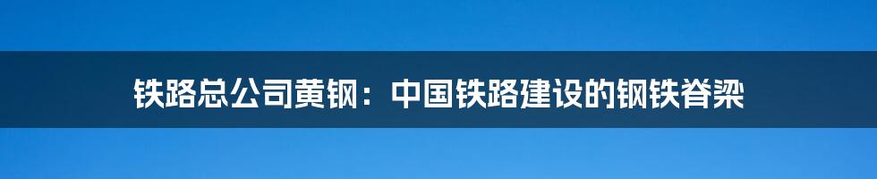 铁路总公司黄钢:中国铁路建设的钢铁脊梁