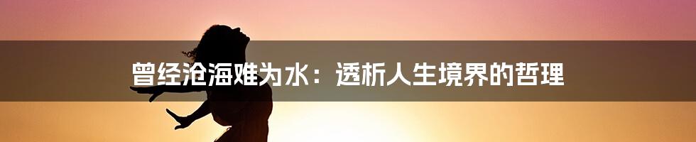 曾经沧海难为水：透析人生境界的哲理