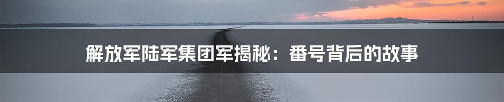 解放军陆军集团军揭秘:番号背后的故事