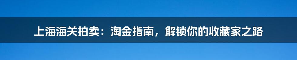 上海海关拍卖:淘金指南,解锁你的收藏家之路