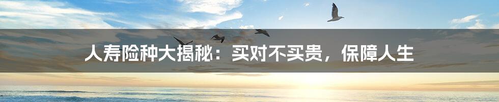 人寿险种大揭秘:买对不买贵,保障人生