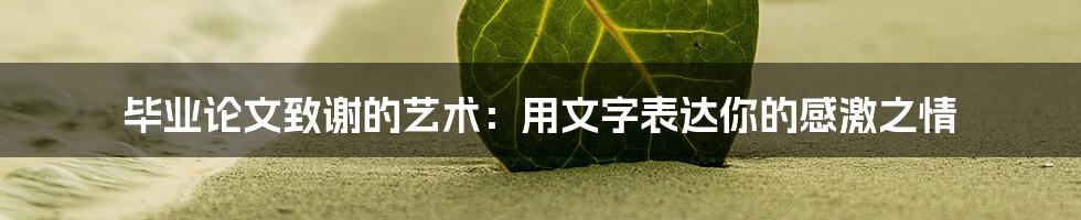毕业论文致谢的艺术:用文字表达你的感激之情