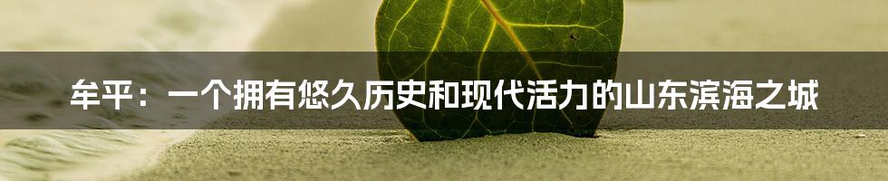 牟平:一个拥有悠久历史和现代活力的山东滨海之城