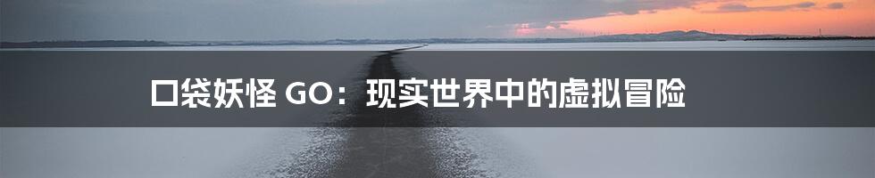 口袋妖怪 GO:现实世界中的虚拟冒险