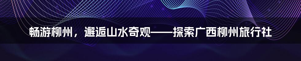 畅游柳州,邂逅山水奇观——探索广西柳州旅行社