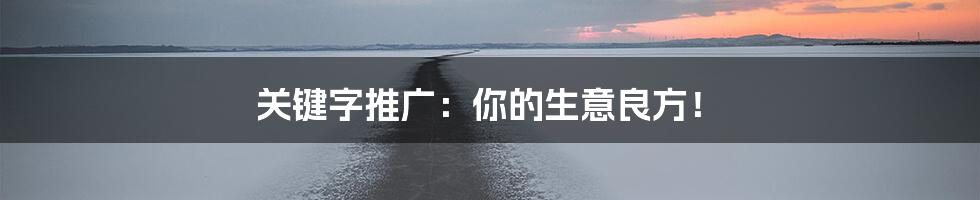 关键字推广:你的生意良方!