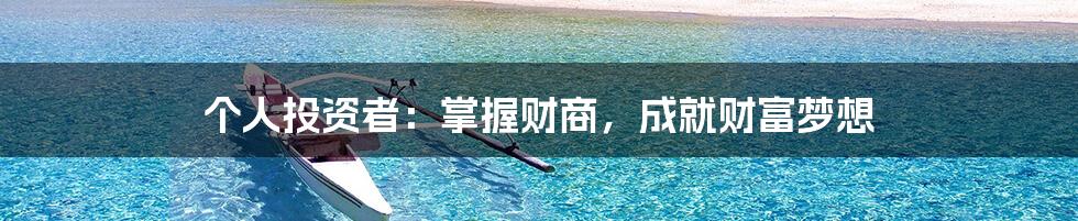 个人投资者：掌握财商，成就财富梦想