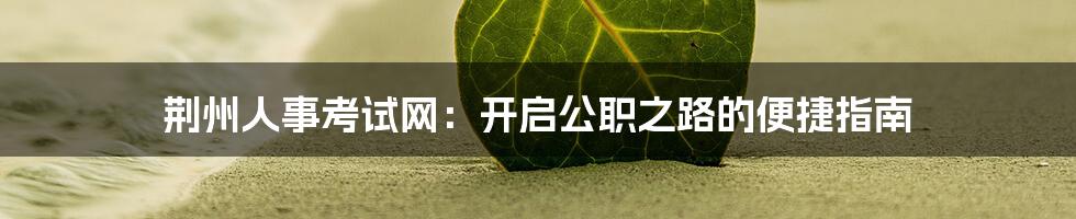 荆州人事考试网:开启公职之路的便捷指南