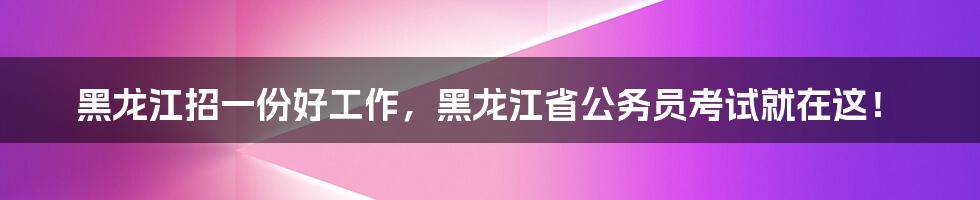 黑龙江招一份好工作，黑龙江省公务员考试就在这！