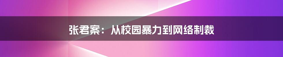 张君案：从校园暴力到网络制裁