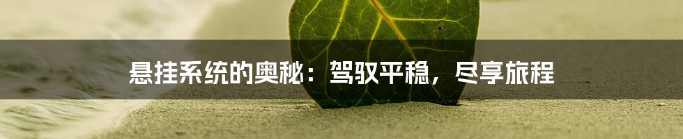 悬挂系统的奥秘：驾驭平稳，尽享旅程