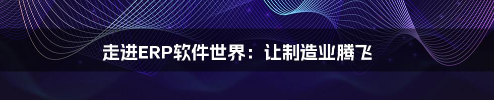 走进ERP软件世界:让制造业腾飞