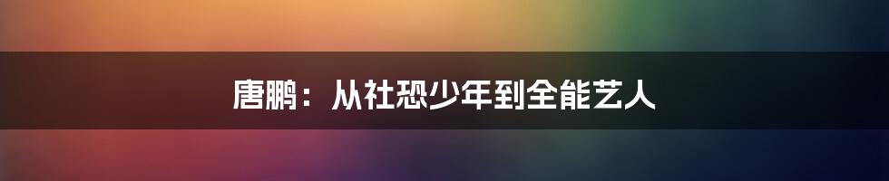 唐鹏:从社恐少年到全能艺人