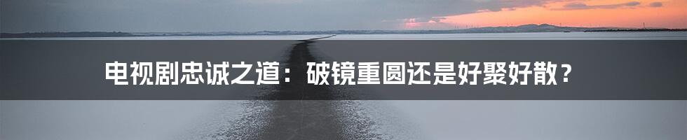 电视剧忠诚之道:破镜重圆还是好聚好散?