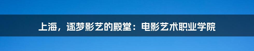 上海,逐梦影艺的殿堂:电影艺术职业学院