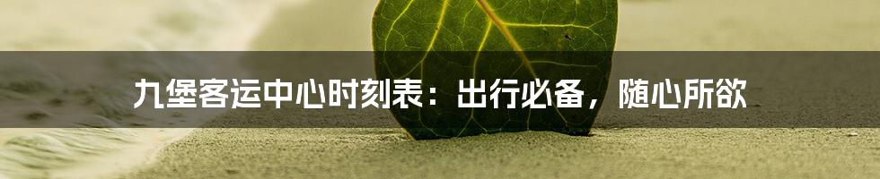 九堡客运中心时刻表:出行必备,随心所欲