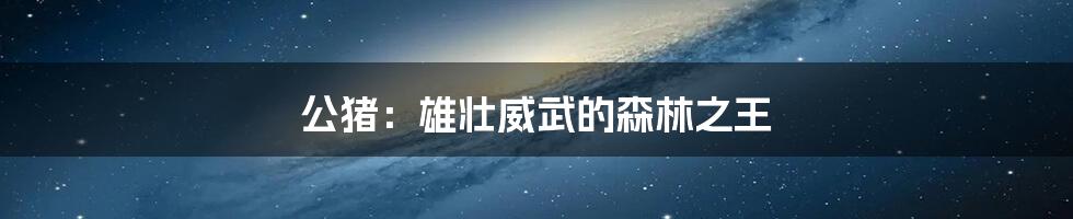 公猪：雄壮威武的森林之王