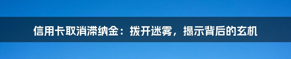 信用卡取消滞纳金：拨开迷雾，揭示背后的玄机