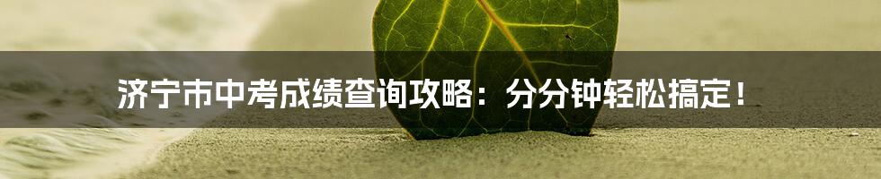 济宁市中考成绩查询攻略:分分钟轻松搞定!