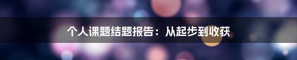 个人课题结题报告:从起步到收获