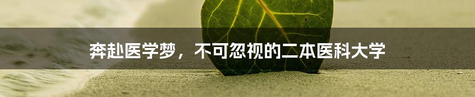 奔赴医学梦,不可忽视的二本医科大学