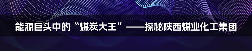 能源巨头中的“煤炭大王”——探秘陕西煤业化工集团