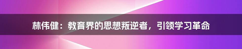 林伟健:教育界的思想叛逆者,引领学习革命