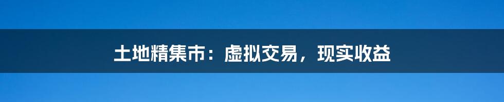 土地精集市:虚拟交易,现实收益