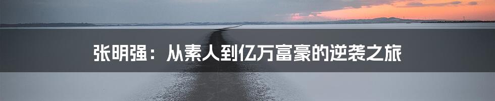 张明强:从素人到亿万富豪的逆袭之旅