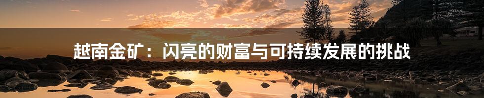 越南金矿:闪亮的财富与可持续发展的挑战