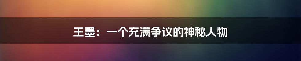 王墨：一个充满争议的神秘人物