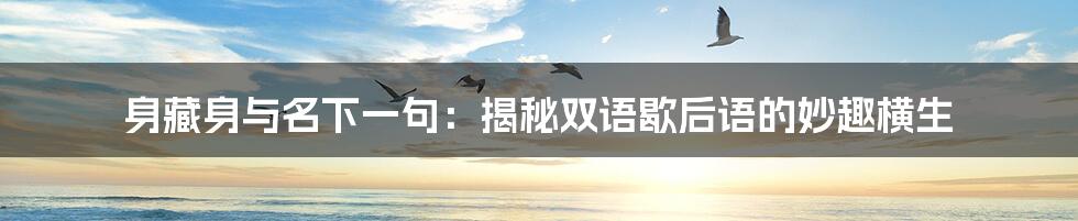 身藏身与名下一句:揭秘双语歇后语的妙趣横生