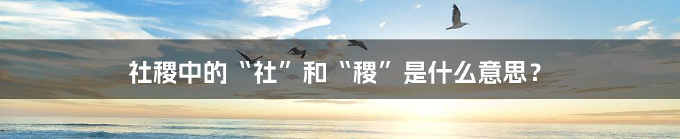 社稷中的“社”和“稷”是什么意思？