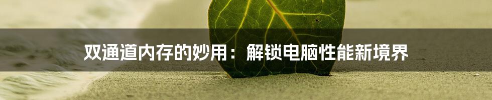 双通道内存的妙用:解锁电脑性能新境界