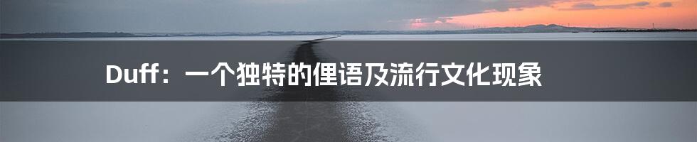 Duff:一个独特的俚语及流行文化现象