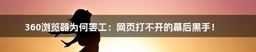 360浏览器为何罢工:网页打不开的幕后黑手!