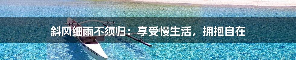 斜风细雨不须归:享受慢生活,拥抱自在