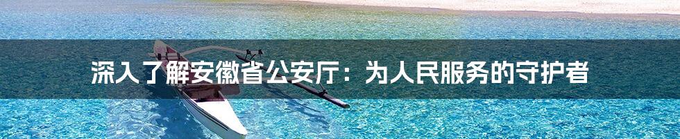 深入了解安徽省公安厅:为人民服务的守护者