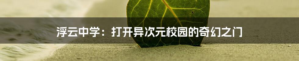 浮云中学：打开异次元校园的奇幻之门