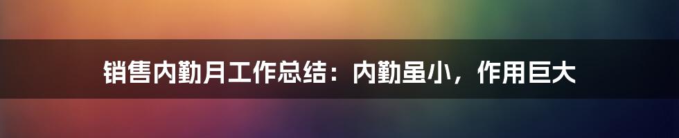 销售内勤月工作总结:内勤虽小,作用巨大