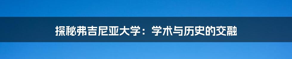 探秘弗吉尼亚大学:学术与历史的交融