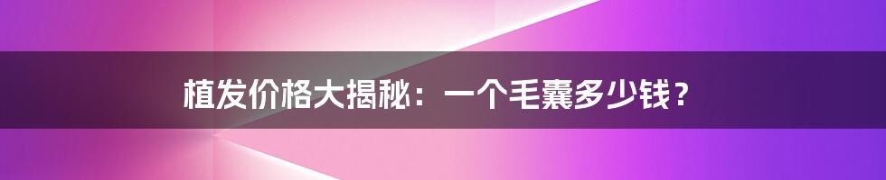 植发价格大揭秘:一个毛囊多少钱?